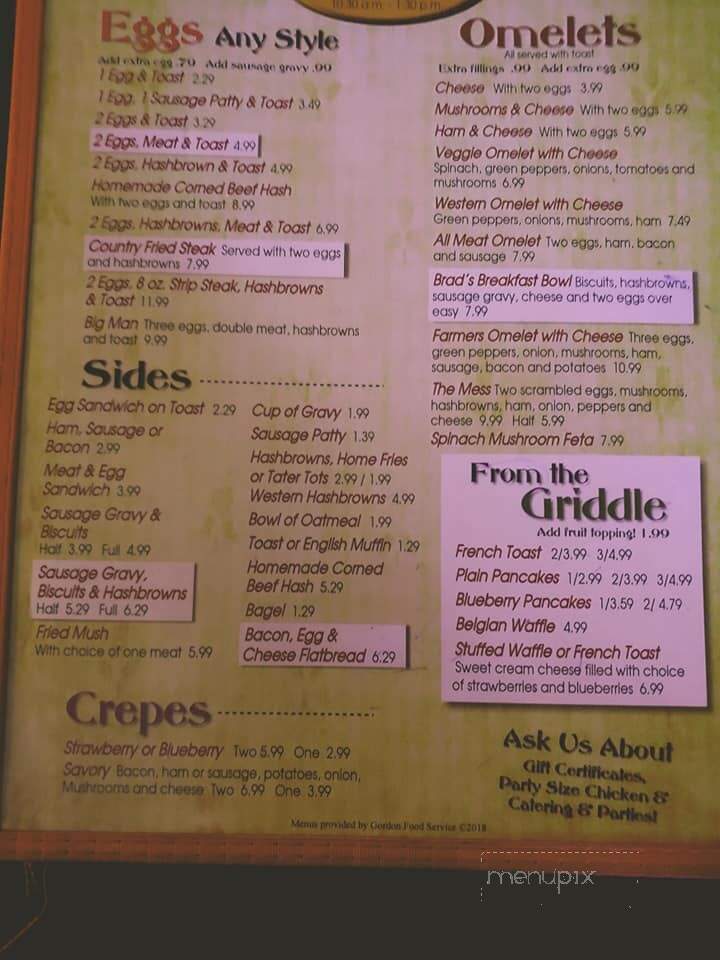 Corner Inn - Upper Sandusky, OH menu_pic