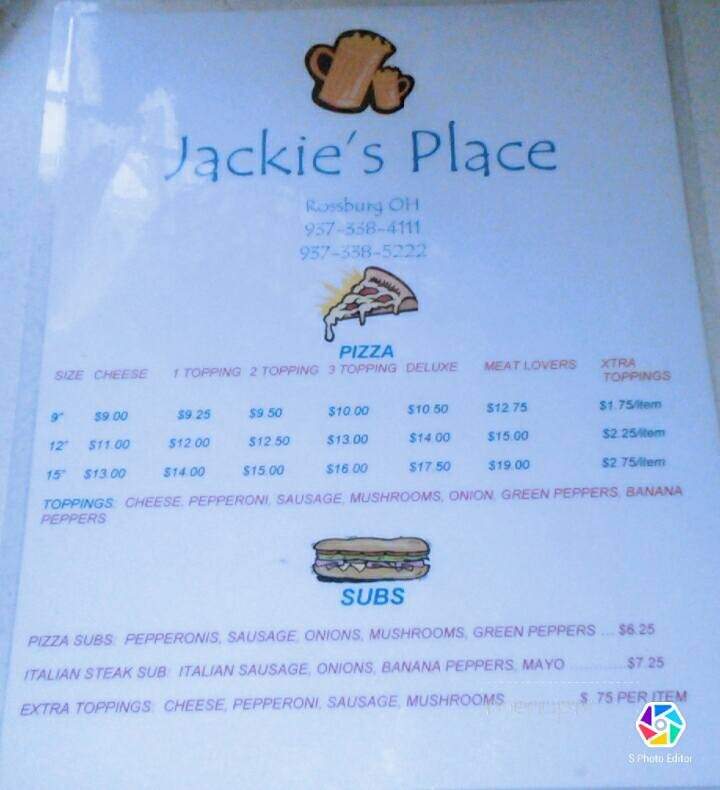 Jackie's Place - Rossburg, OH menu_pic