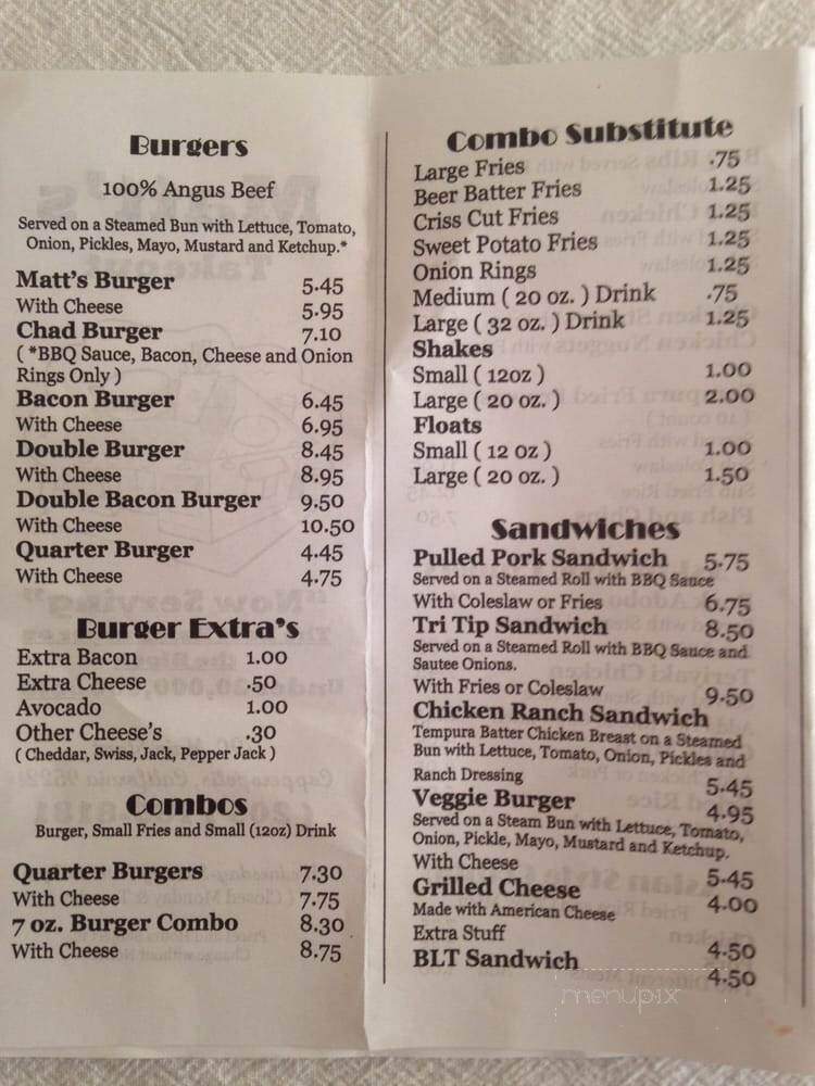MATTs Take Out - Copperopolis, CA menu_pic