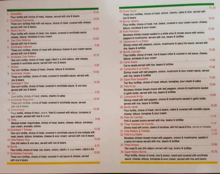 Los Palmitas - Red Lodge, MT menu_pic