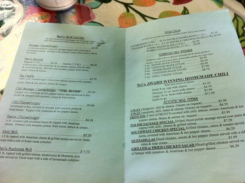 Matt's Burgers - Summerville, SC menu_pic
