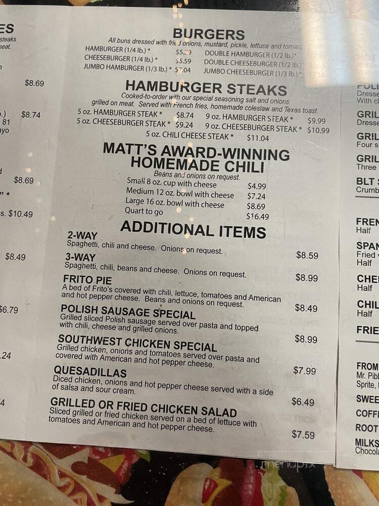 Matt's Burgers - Summerville, SC menu_pic