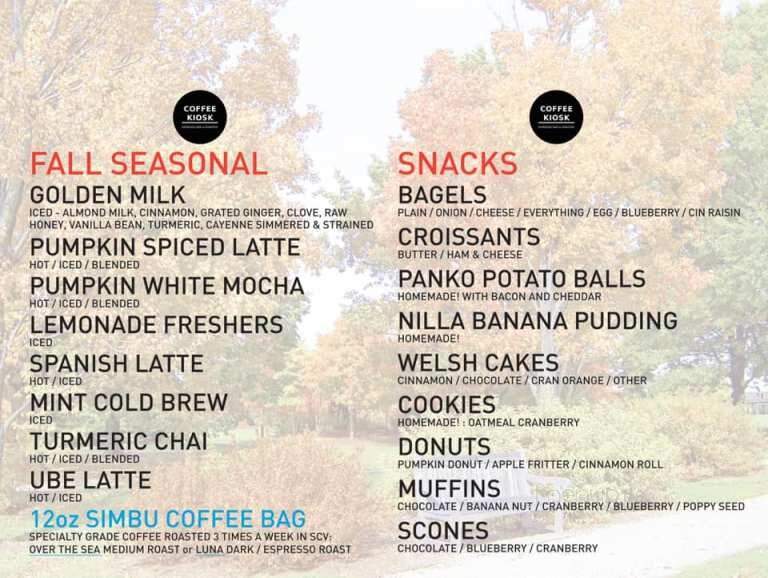 Coffee Kiosk - Santa Clarita, CA menu_pic