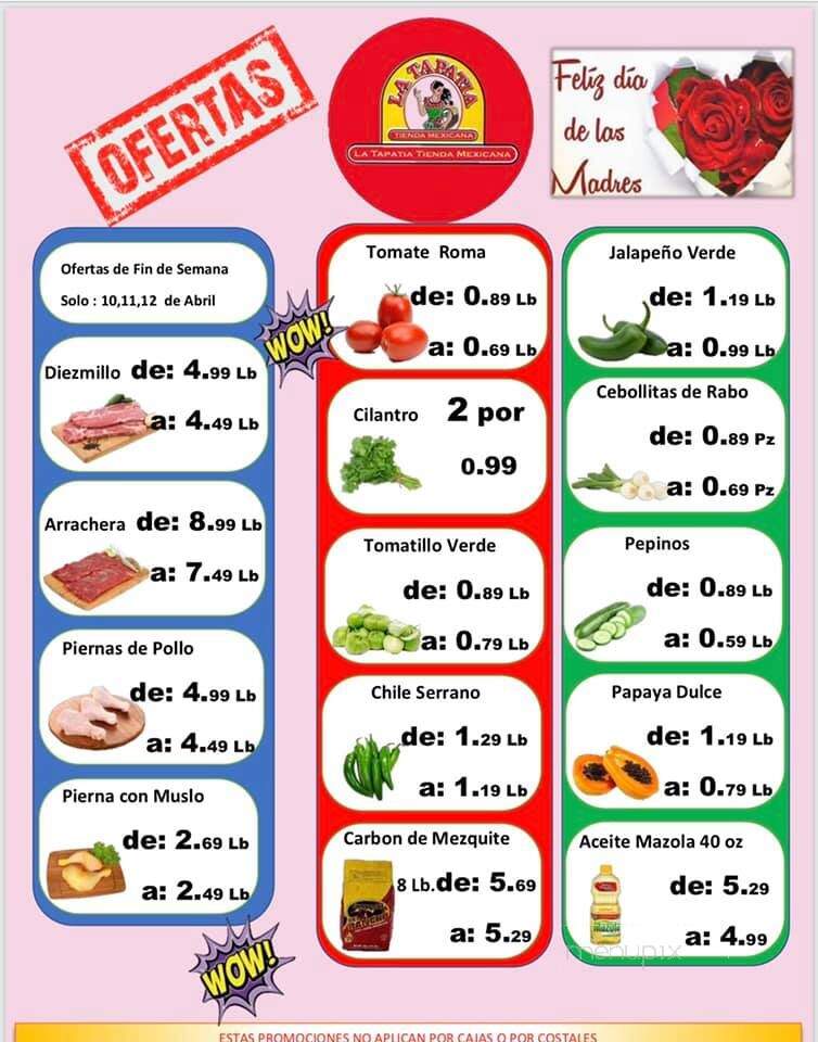 La Tapatia Tienda Mexicana - Des Moines, IA menu_pic