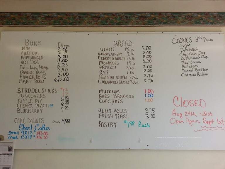Bagley Bakery - Bagley, MN menu_pic