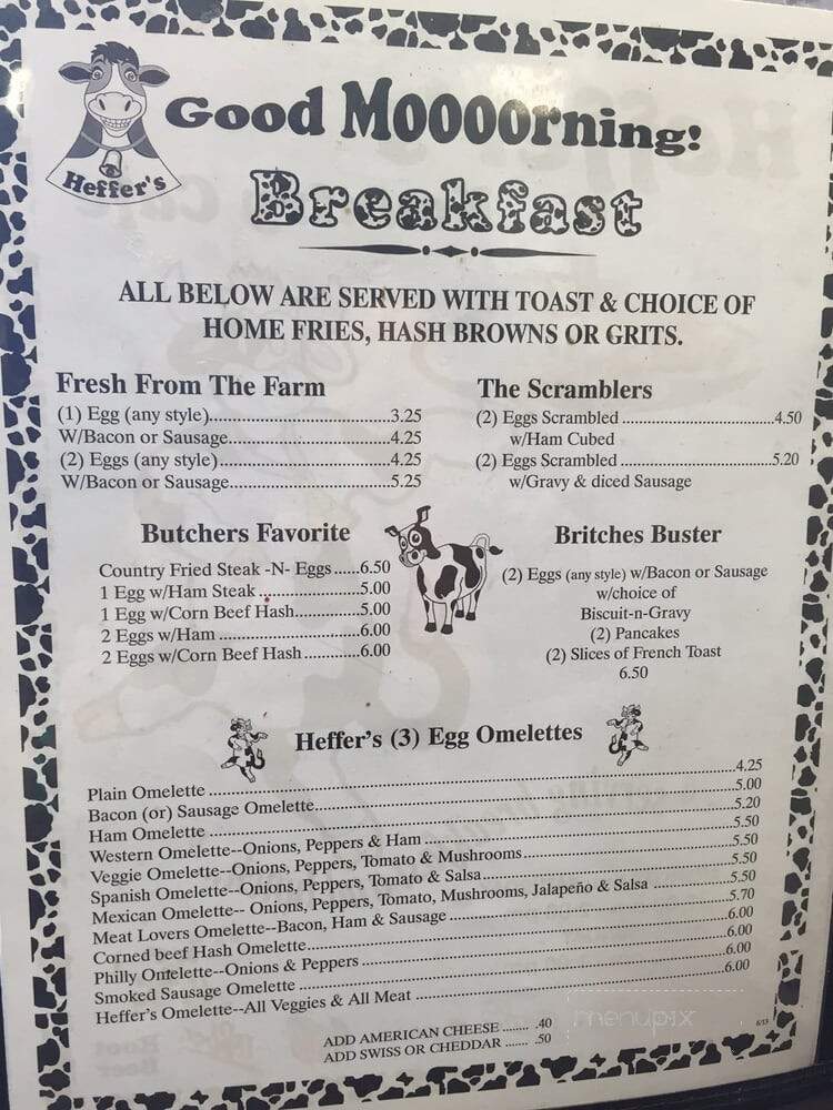 Heffer's Kountry Cafe - Ormond Beach, FL menu_pic