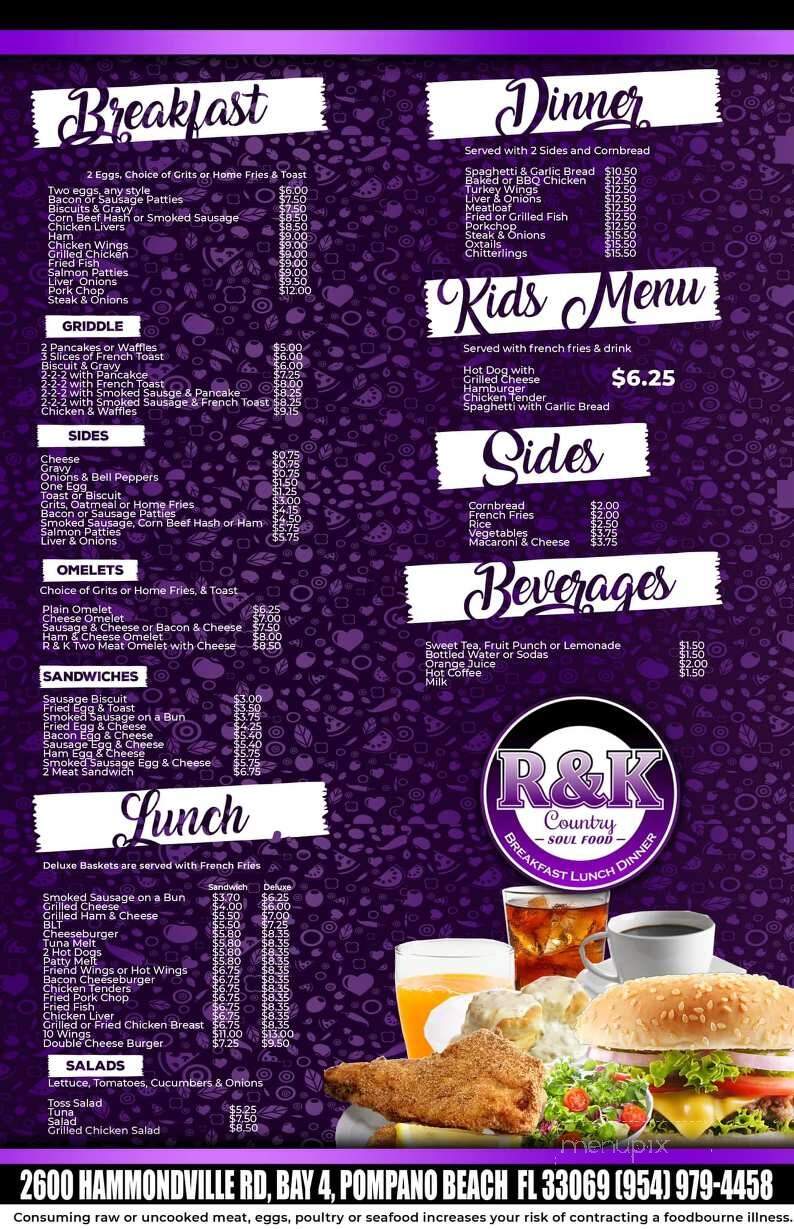 R & K Country Soul Food - Pompano Beach, FL menu_pic