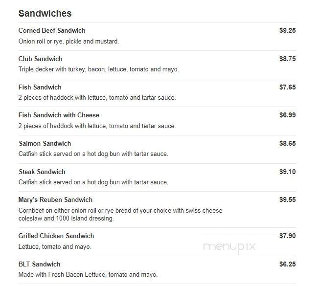 Mary's Grill One - Detroit, MI menu_pic