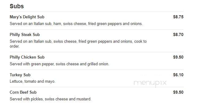Mary's Grill One - Detroit, MI menu_pic