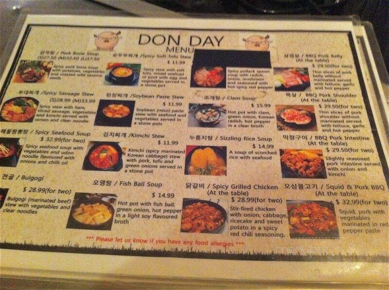Don Day Korean Restaurant - Calgary, AB menu_pic