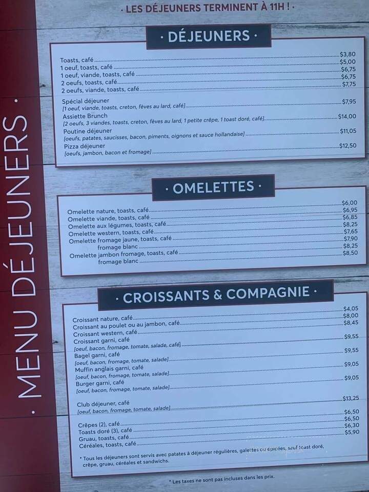 Restaurant Chez Raymonde - Chibougamau, QC menu_pic