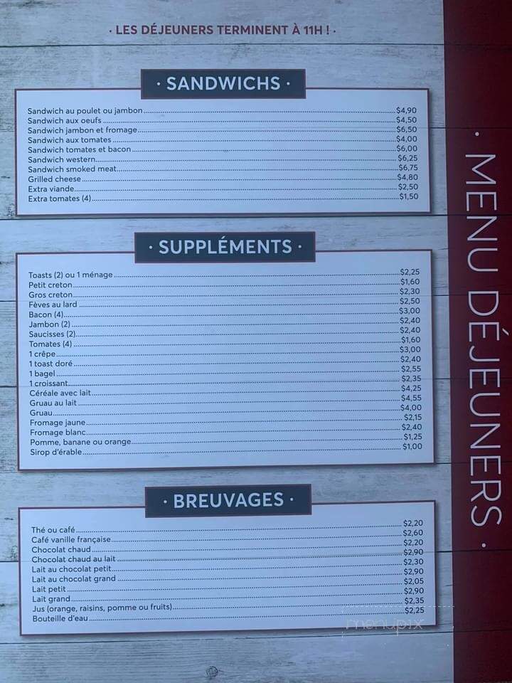 Restaurant Chez Raymonde - Chibougamau, QC menu_pic