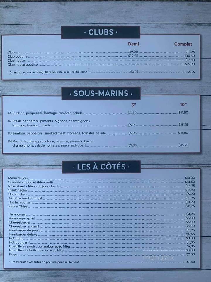 Restaurant Chez Raymonde - Chibougamau, QC menu_pic