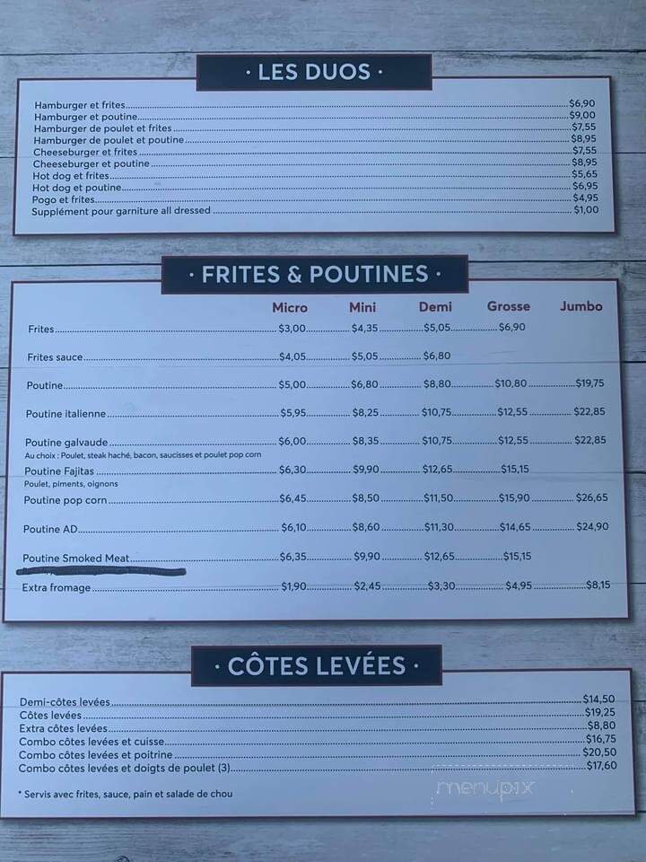 Restaurant Chez Raymonde - Chibougamau, QC menu_pic
