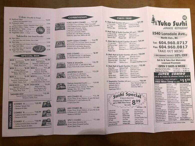 Yuko Maki - North Vancouver, BC menu_pic
