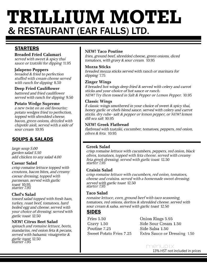 Trillium Motel (Ear Falls) - Ear Falls, ON menu_pic