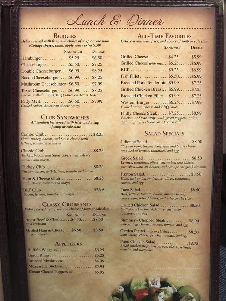 Arcade Family Restaurant - Paxton, IL menu_pic