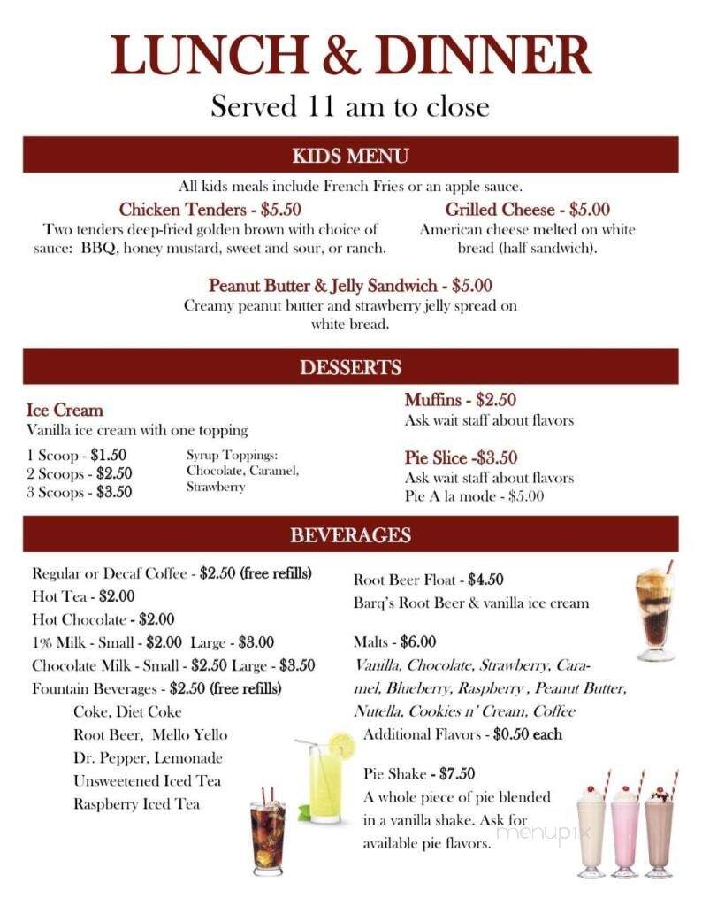 Montana Cafe - Cook, MN menu_pic