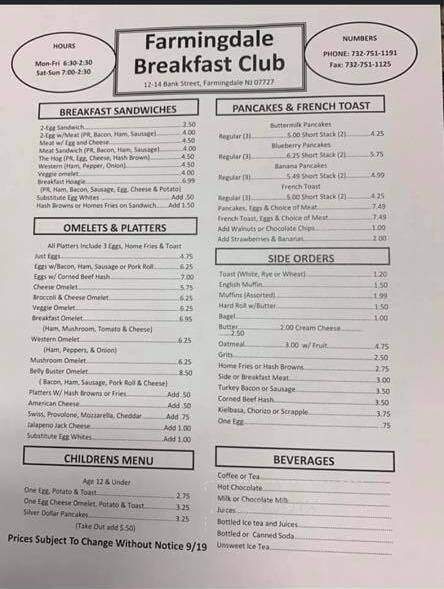 Farmingdale Breakfast Club - Farmingdale, NJ menu_pic