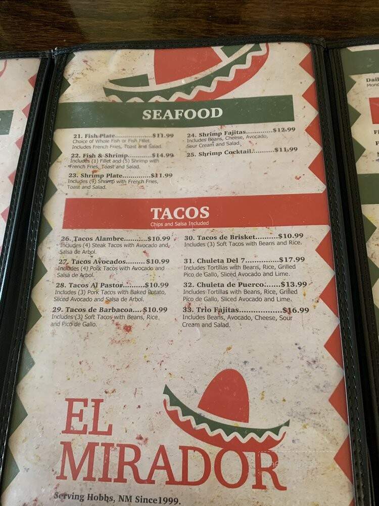 El Mirador - Hobbs, NM menu_pic