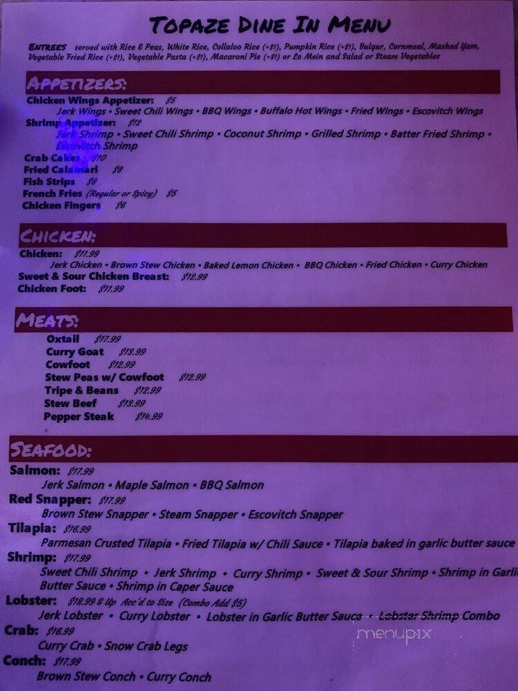 Topaze Restaurant - Brooklyn, NY menu_pic