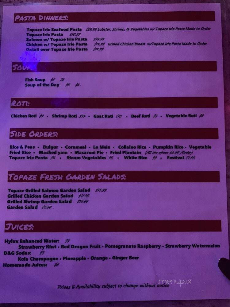 Topaze Restaurant - Brooklyn, NY menu_pic