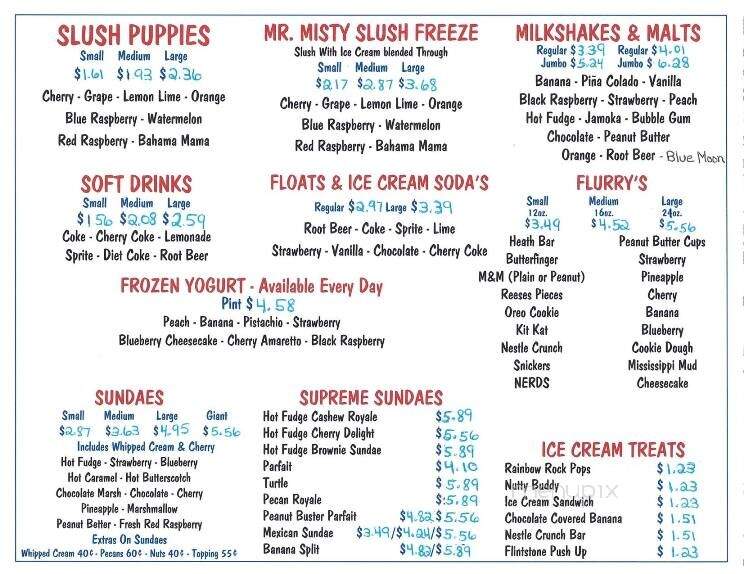 Denny's Ice Cream Stand - Erie, PA menu_pic