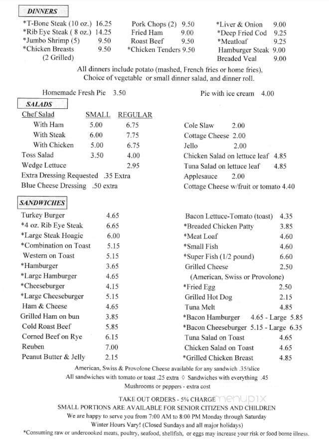 Wise's Restaurant - Scottdale, PA menu_pic