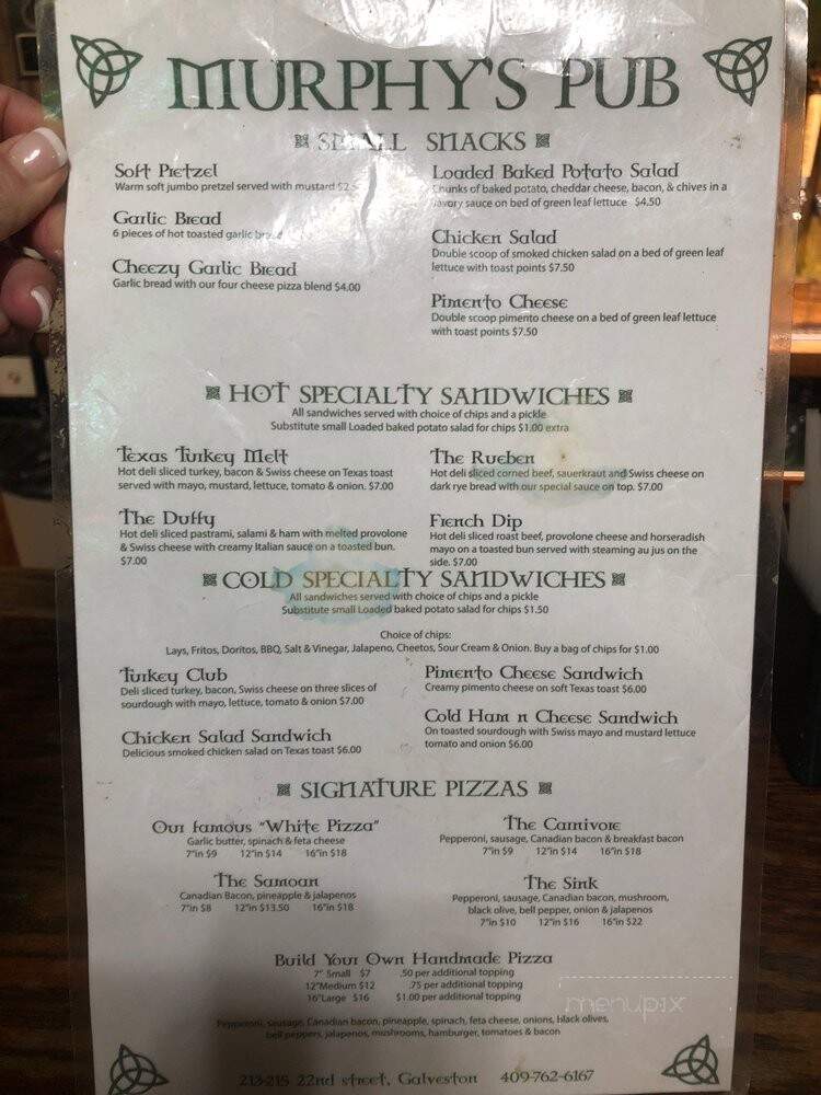 Murphy's Irish Pub - Galveston, TX menu_pic