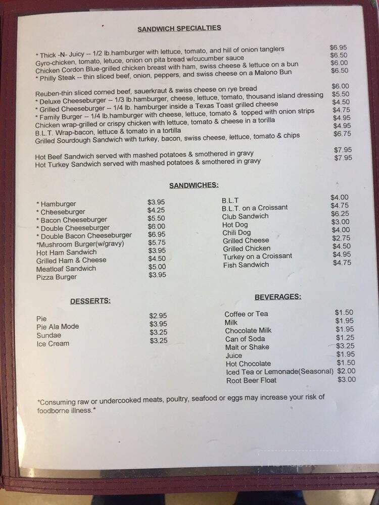Pembine Family Restaurant - Pembine, WI menu_pic