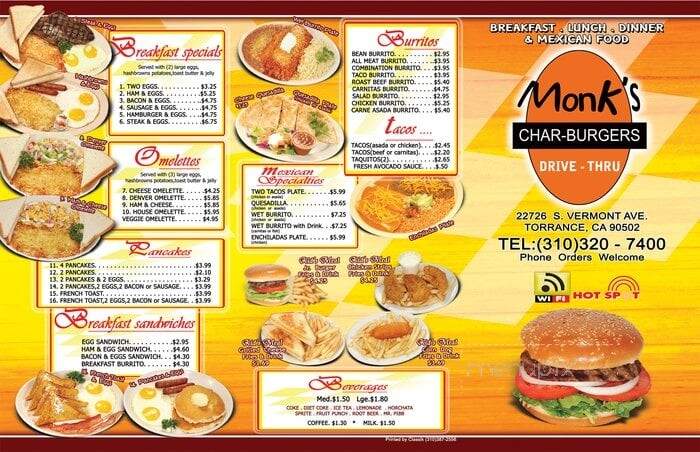 Monk's Charburgers - Torrance, CA menu_pic