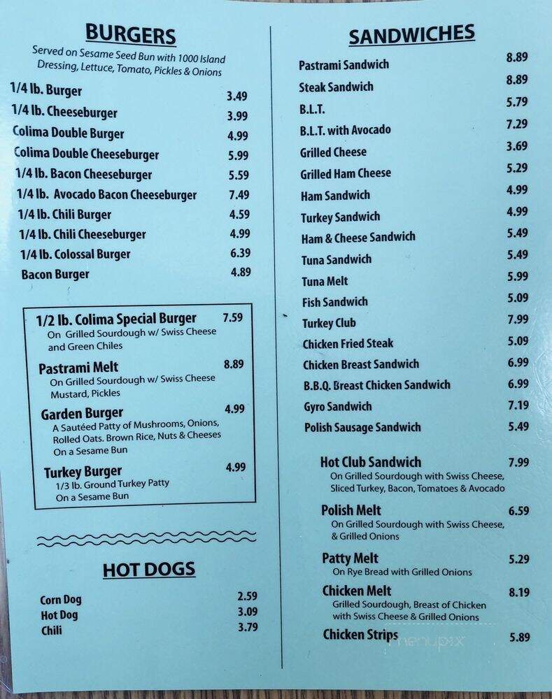 Colima Burgers - Walnut, CA menu_pic