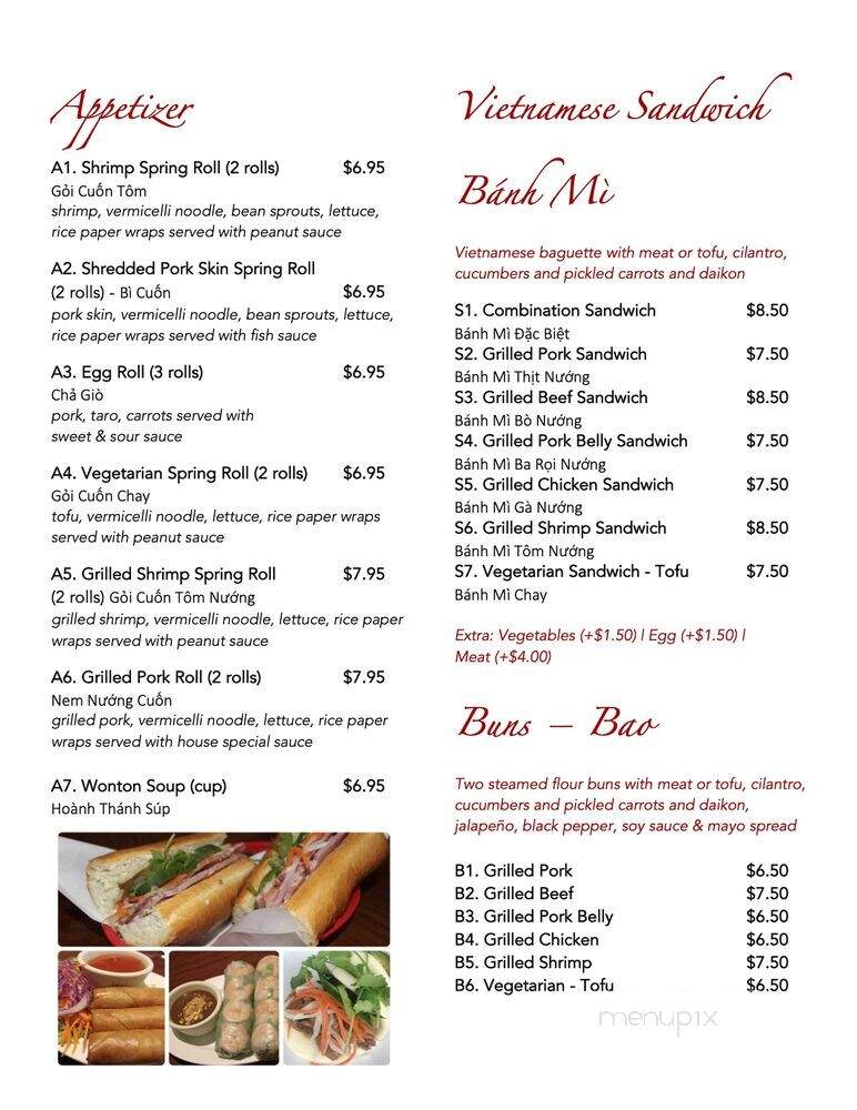 Bayhill Vietnamese Bistro - San Bruno, CA menu_pic