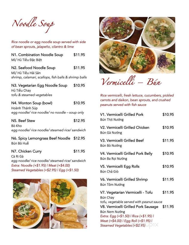 Bayhill Vietnamese Bistro - San Bruno, CA menu_pic