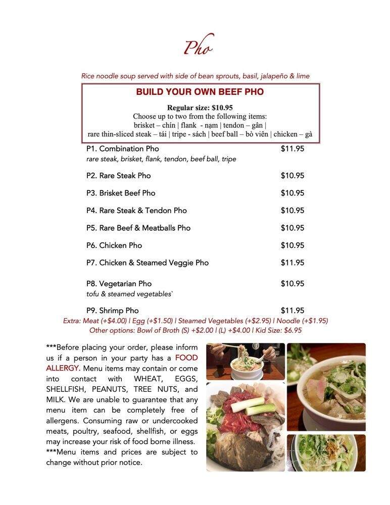 Bayhill Vietnamese Bistro - San Bruno, CA menu_pic