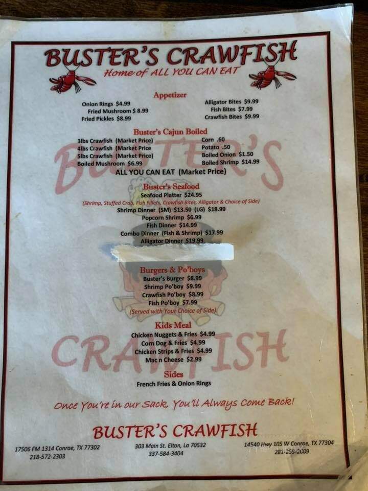 Buster's - Elton, LA menu_pic
