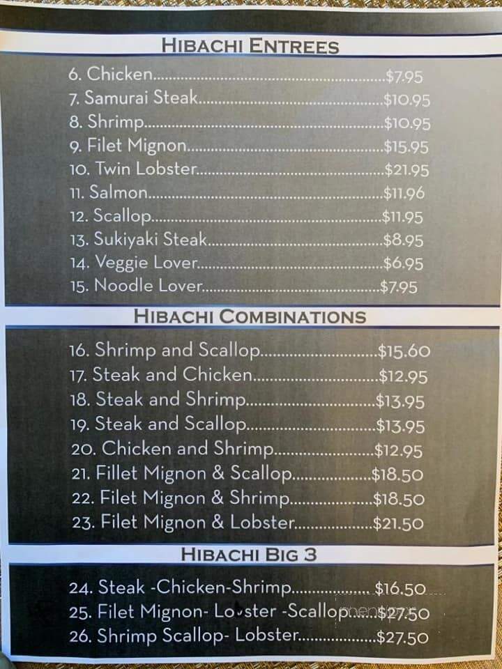 Sakera Hibachi Grill And Sushi Express - Pittsburg, KS menu_pic
