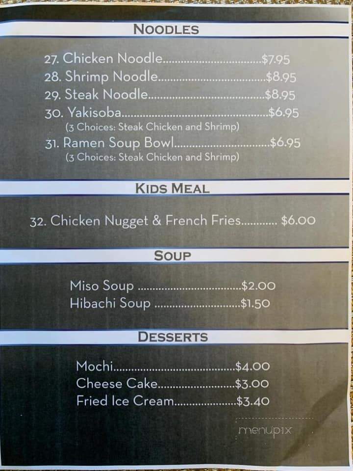 Sakera Hibachi Grill And Sushi Express - Pittsburg, KS menu_pic