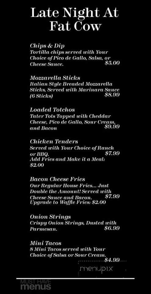 Fat Cow Pub & Eatery - Sheboygan Falls, WI menu_pic