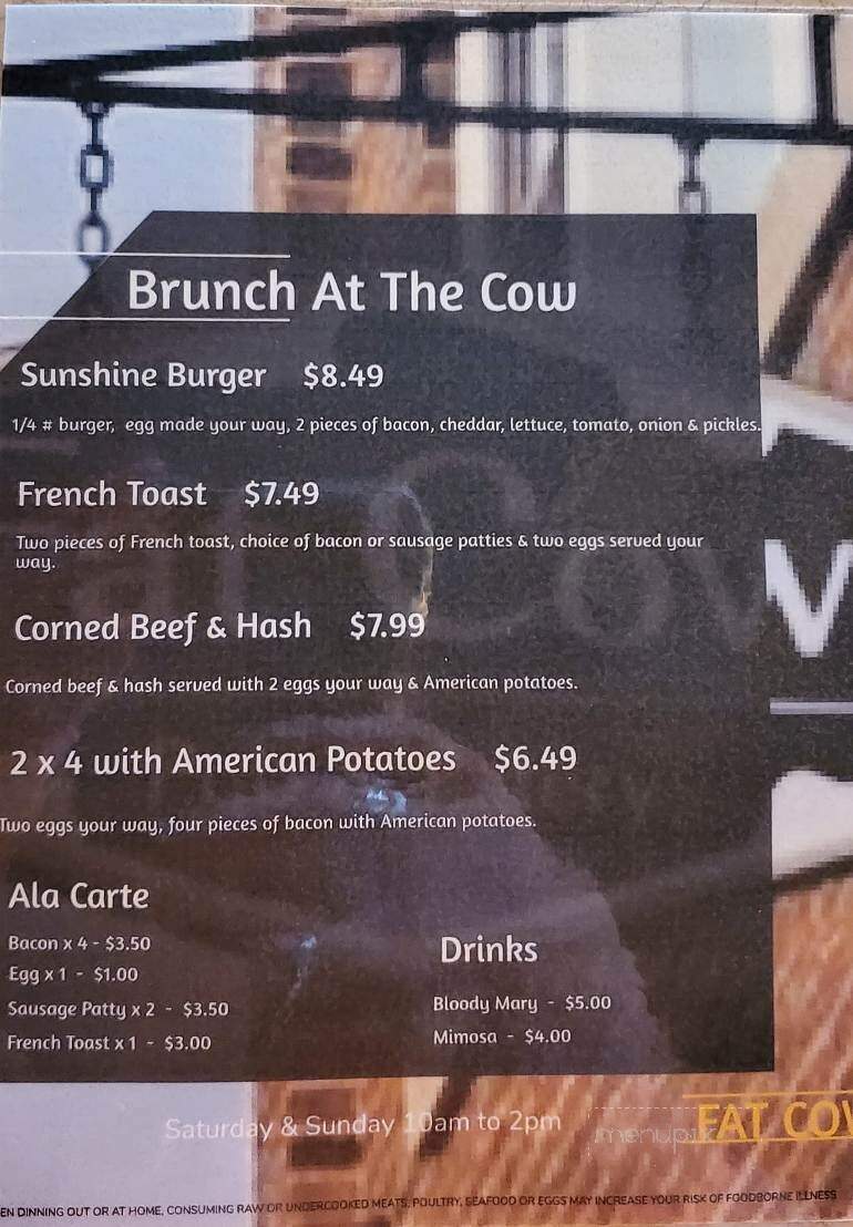 Fat Cow Pub & Eatery - Sheboygan Falls, WI menu_pic