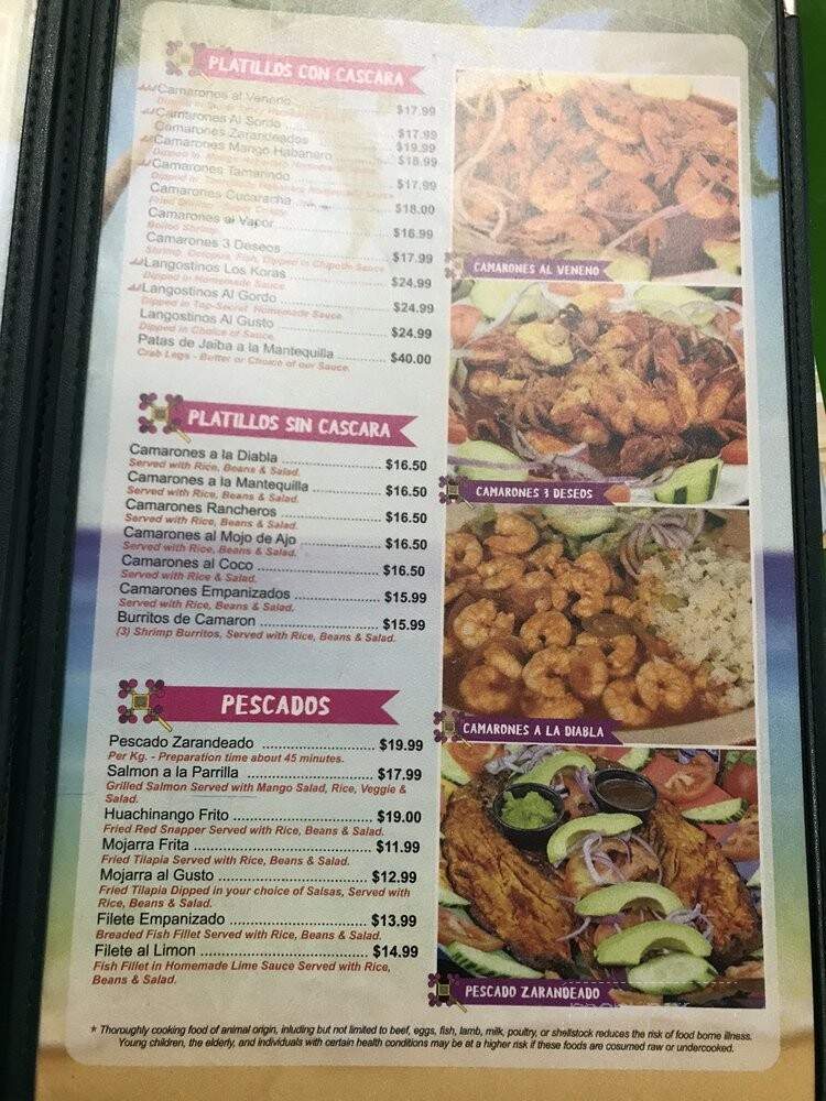 Mariscos Los Koras - Greensboro, NC menu_pic