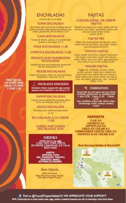 Tacos El Tapatio - Salida, CO menu_pic