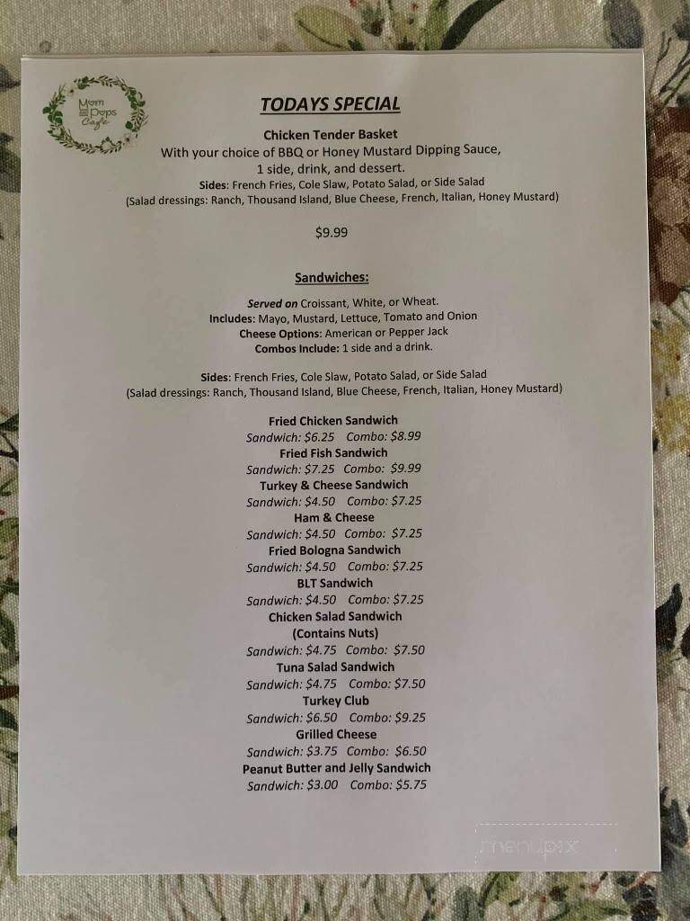 Mom and Pops Cafe - Friendsville, TN menu_pic