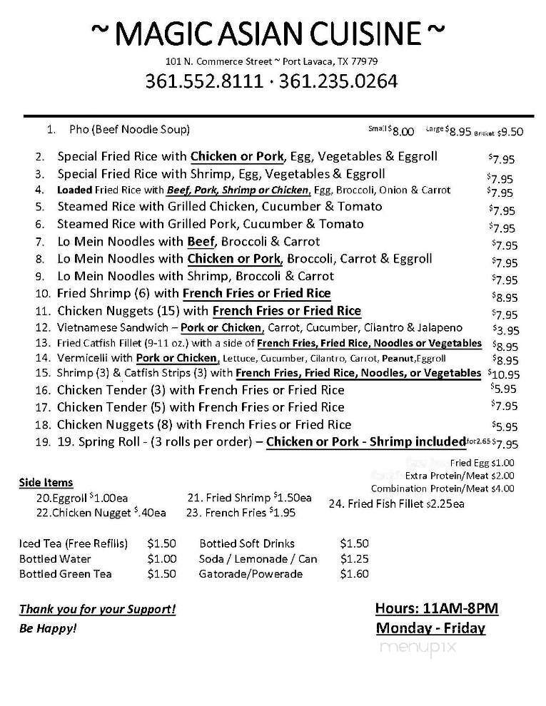 Magic Asian Cusine - Port Lavaca, TX menu_pic