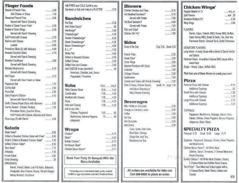 Kegler's Lounge - Erie, PA menu_pic