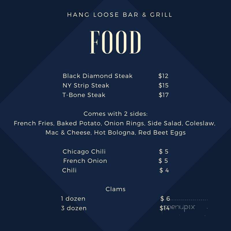 Hang Loose Bar & Grill - Tamaqua, PA menu_pic