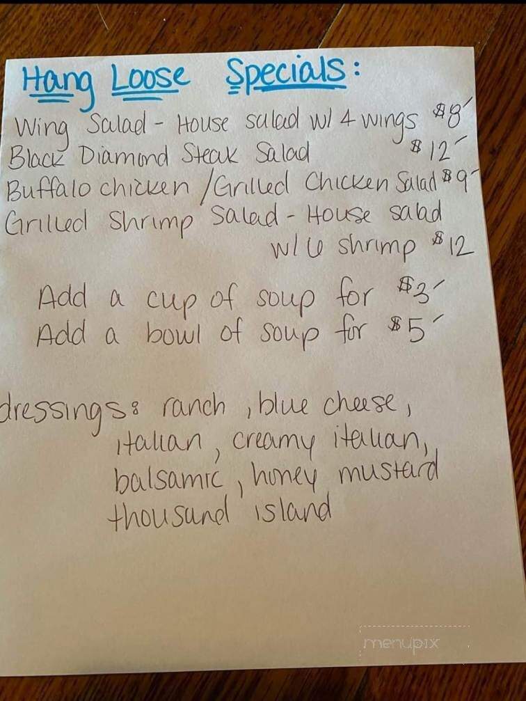 Hang Loose Bar & Grill - Tamaqua, PA menu_pic