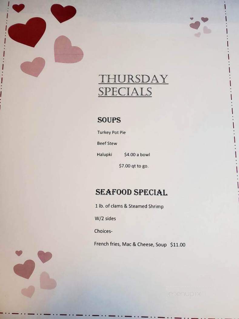 Hang Loose Bar & Grill - Tamaqua, PA menu_pic
