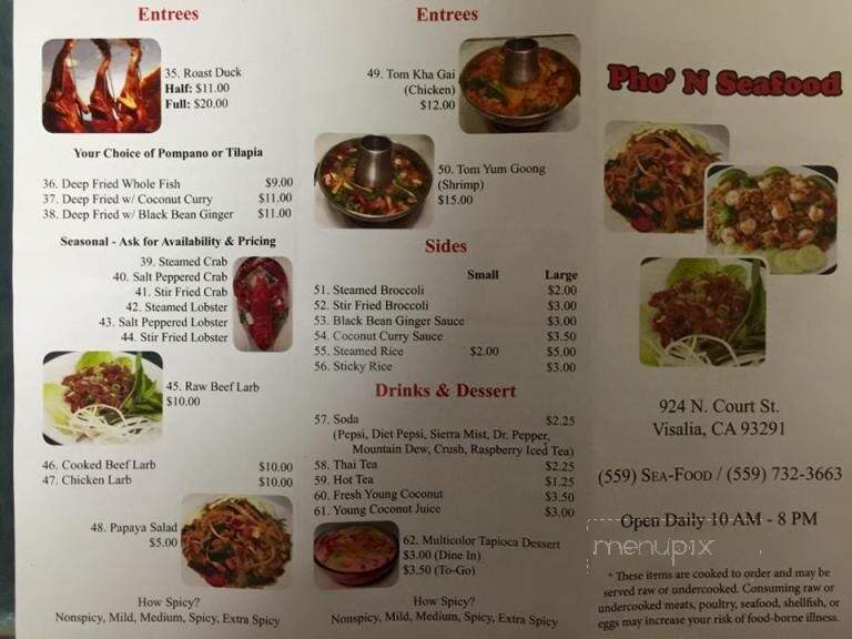 Pho' N Seafood Restaurant - Visalia, CA menu_pic