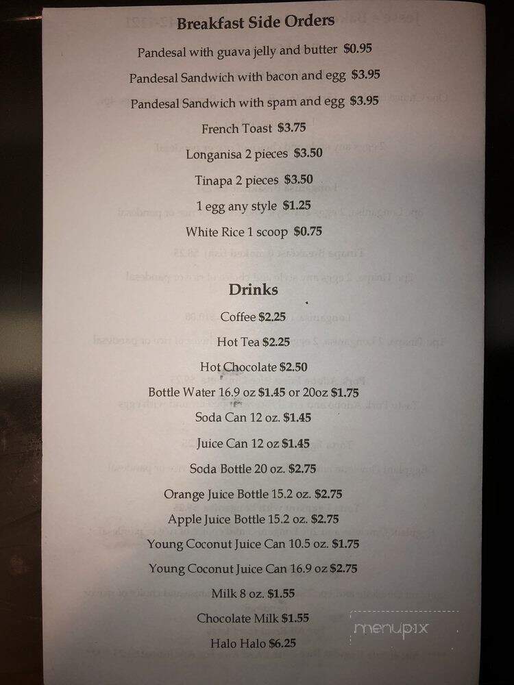 Jesse's Bakery - Honolulu, HI menu_pic